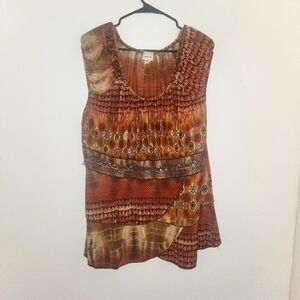 Venezia orange and brown boho style tiered  shirt